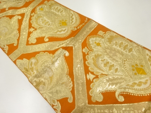 アンティーク　抽象花模様織出し袋帯（材料）